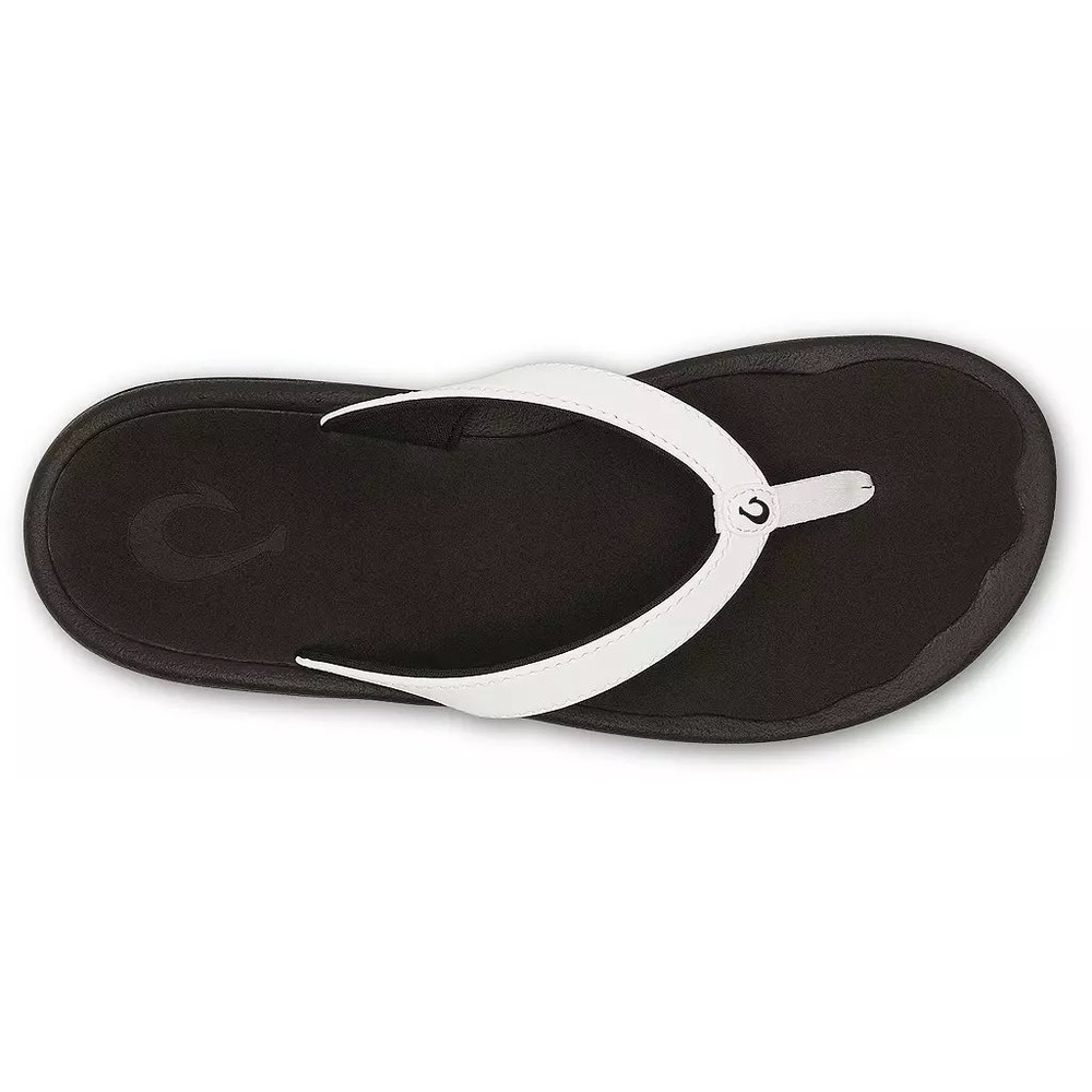 Olukai Ohana Womens 12 White Black Flip Flop Sandals 20110-4R40 Beach Thong